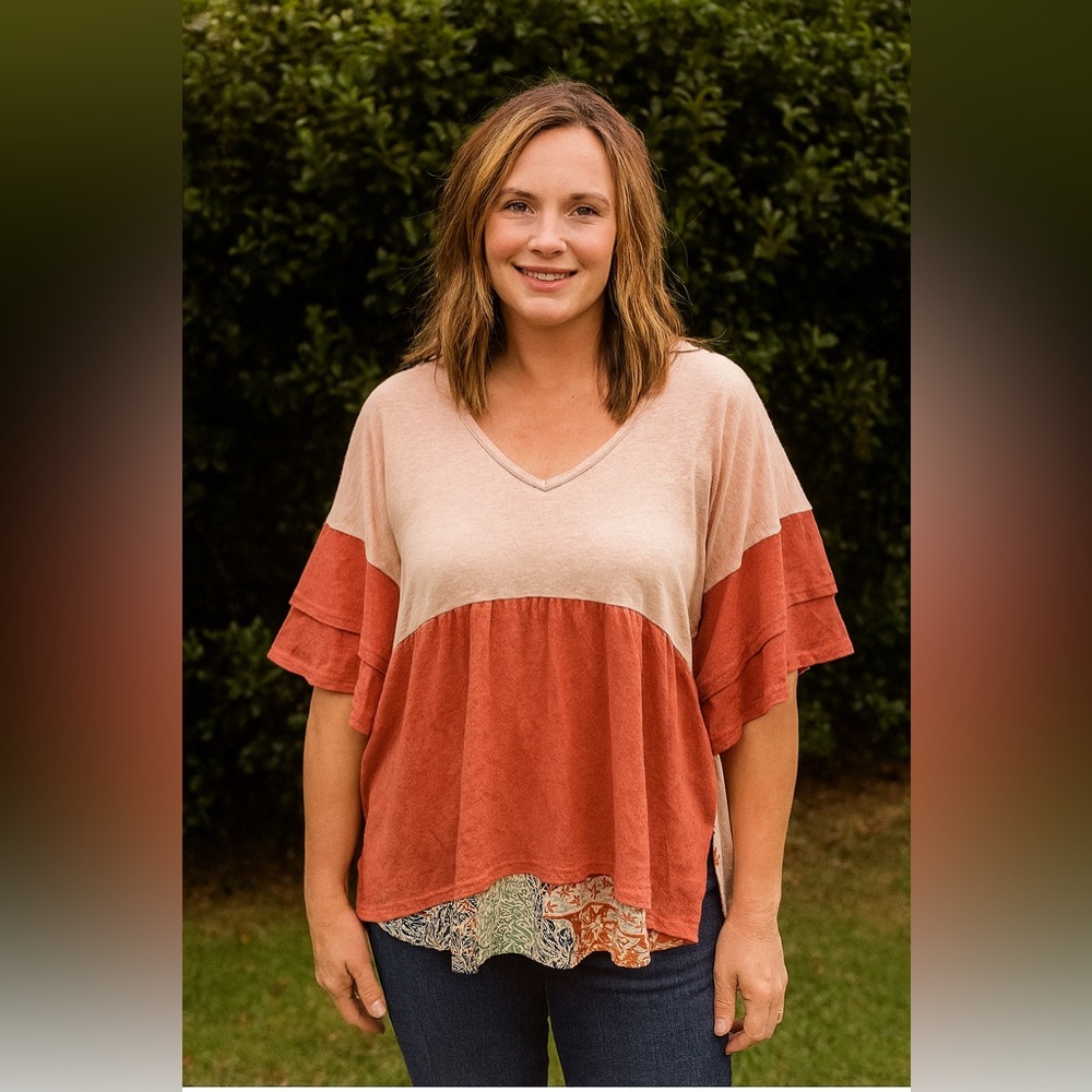 Umgee Pink‎ and Orange Relaxed Tunic